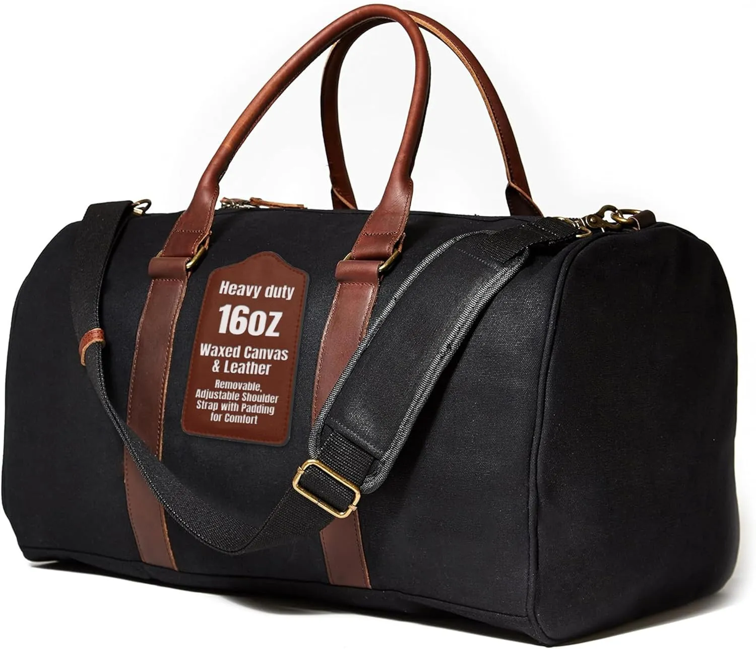 | Fulton Weekender Travel Bag | Waxed Canvas & Leather (Black) One_Size