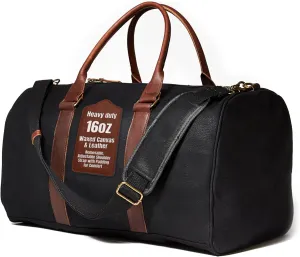 | Fulton Weekender Travel Bag | Waxed Canvas & Leather (Black) One_Size
