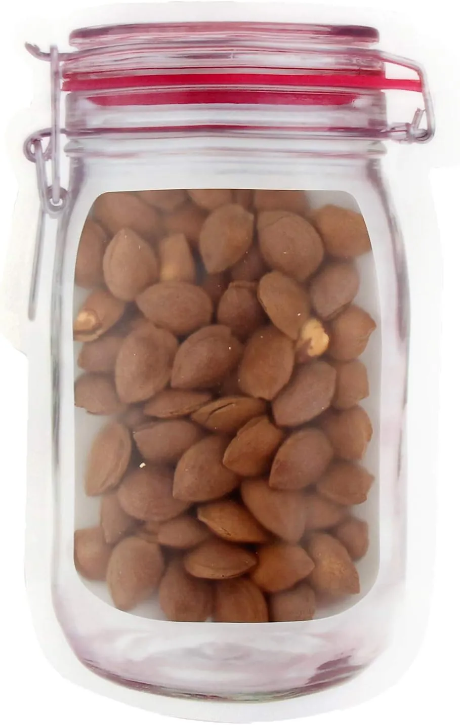 100 Canister Design Clear Display Color Storage Stand-Up Food Safe Poly Plastic Zip Seal Pouch (5.1" x 7.5", Translucent/Red)