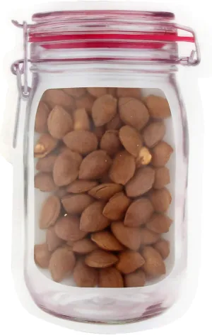 100 Canister Design Clear Display Color Storage Stand-Up Food Safe Poly Plastic Zip Seal Pouch (5.1" x 7.5", Translucent/Red)
