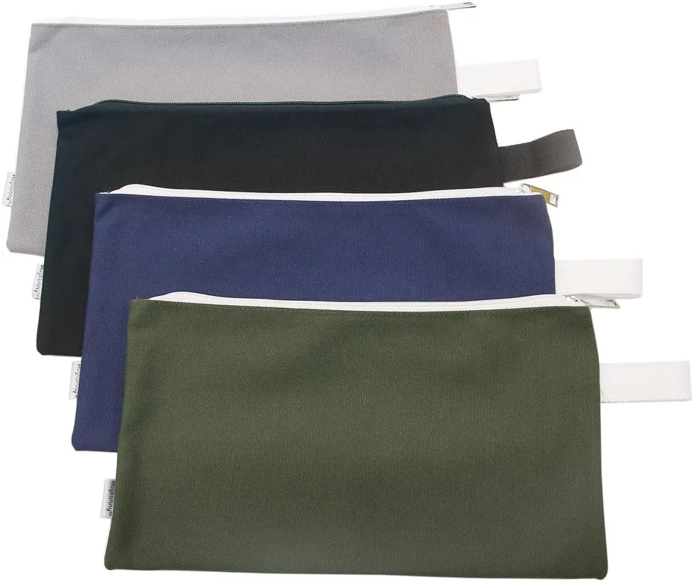 100% Cotton 16oz Heavy Duty Multi-purpose Canvas Zipper Tool Bag Organize Storage Pouch 4-pack