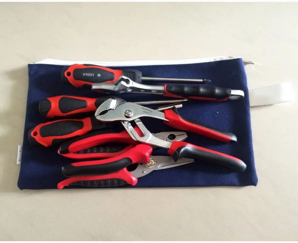 100% Cotton 16oz Heavy Duty Multi-purpose Canvas Zipper Tool Bag Organize Storage Pouch 4-pack