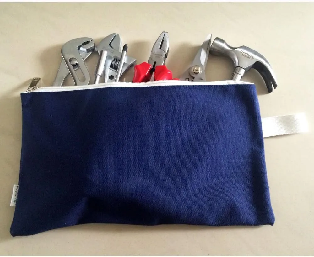 100% Cotton 16oz Heavy Duty Multi-purpose Canvas Zipper Tool Bag Organize Storage Pouch 4-pack