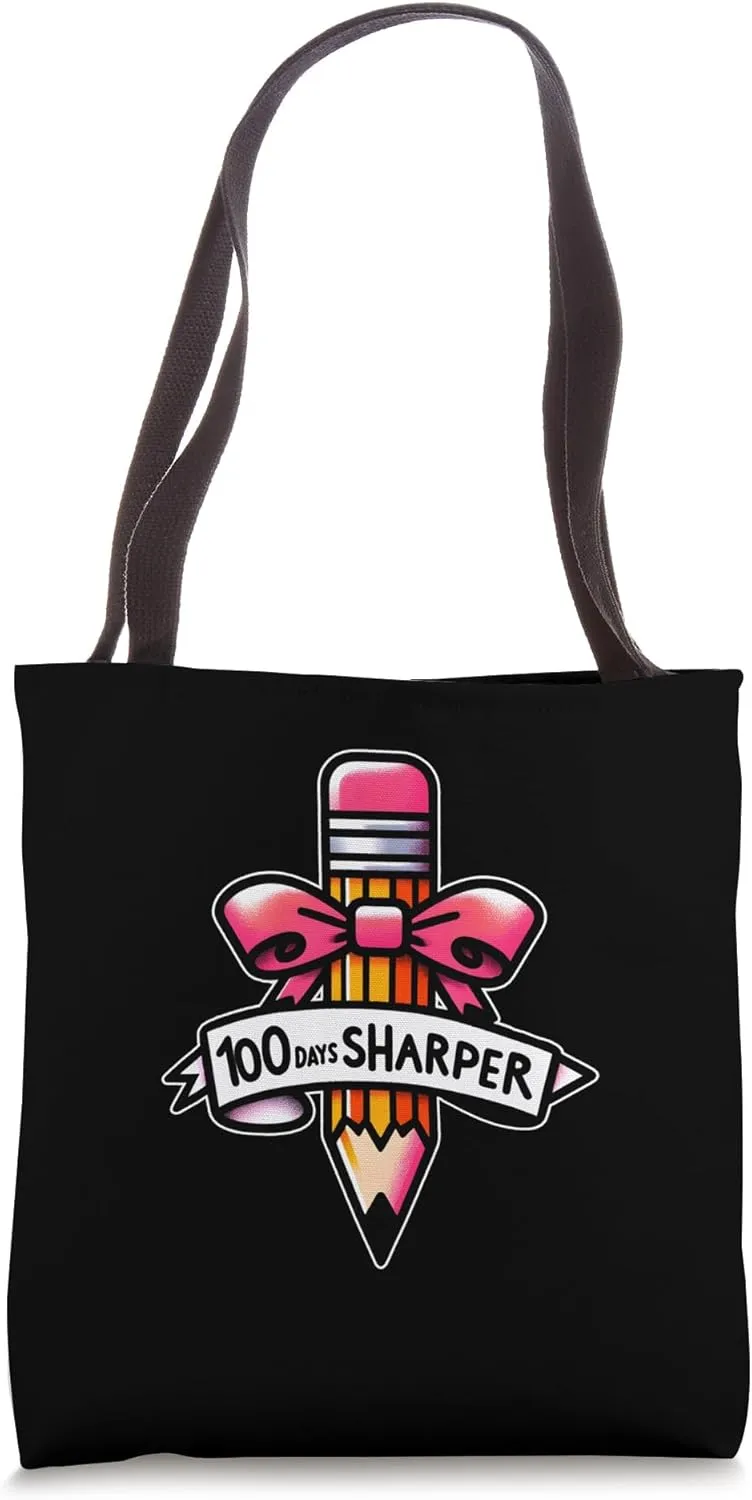 100 Days Sharper Pink Bow Tote Bag