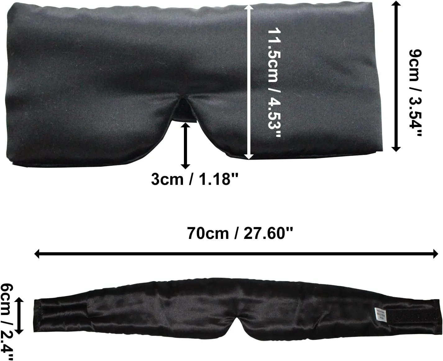 100% Mulberry Silk Eye Mask Blackout Sleeping Eye Cover for Night Sleep and Travel Nap,Soft Adjustable Eyeshade, Comfortable Organic Blindfold for Women Men,Large Size, Black (Black)