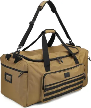 115L Extra Large Gym Duffle Bag for Men Women with Shoes Compartment Shoulder Strap Heavy Duty Tactical Duffel Bag Weekender Overnight Trip Big Sports Team Equipment & Workout Bag, Brown