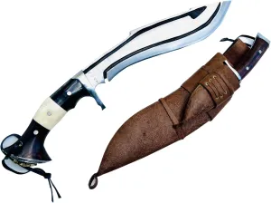 12-Inch Heavy Duty Fixed Blade Knife-Carbon Steel Blades-Custom made Bus craft khukuri with Utility Knife-Full Tang,Multi-purpose Tool
