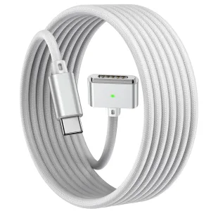 140W USB-C to Magnetic 3 Cable (6.6FT, Sliver) Fit for MacBook Air Charger Mag-Safe Gen 3 Port, Magnetic Safe 3 Cable Fit for 2024 MacBook Pro 14” 16" M4, 2023 Mac-Book Air 13“ 15" M3 & More