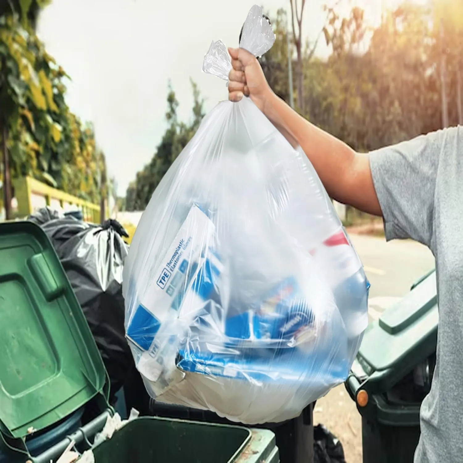16-18-20-30 Gallon Trash Bags, 250 Count Bulk, Clear Plastic Recycling Bags, Multi-purpose Garbage Bags Can Liners for Business Home Kitchen Commercial and Industrial