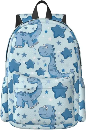 17 Inch Backpack Blue Dinosaur And Stars Cute Red Panda Laptop Backpack Shoulder Bag School Bookbag Casual Daypack