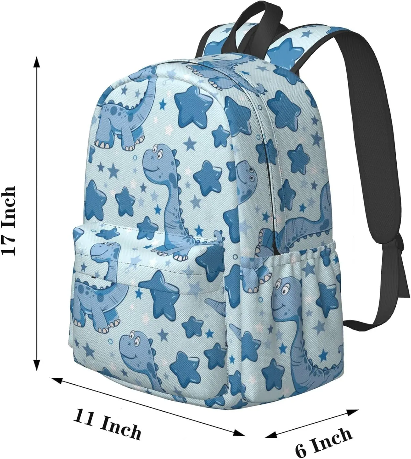 17 Inch Backpack Blue Dinosaur And Stars Cute Red Panda Laptop Backpack Shoulder Bag School Bookbag Casual Daypack