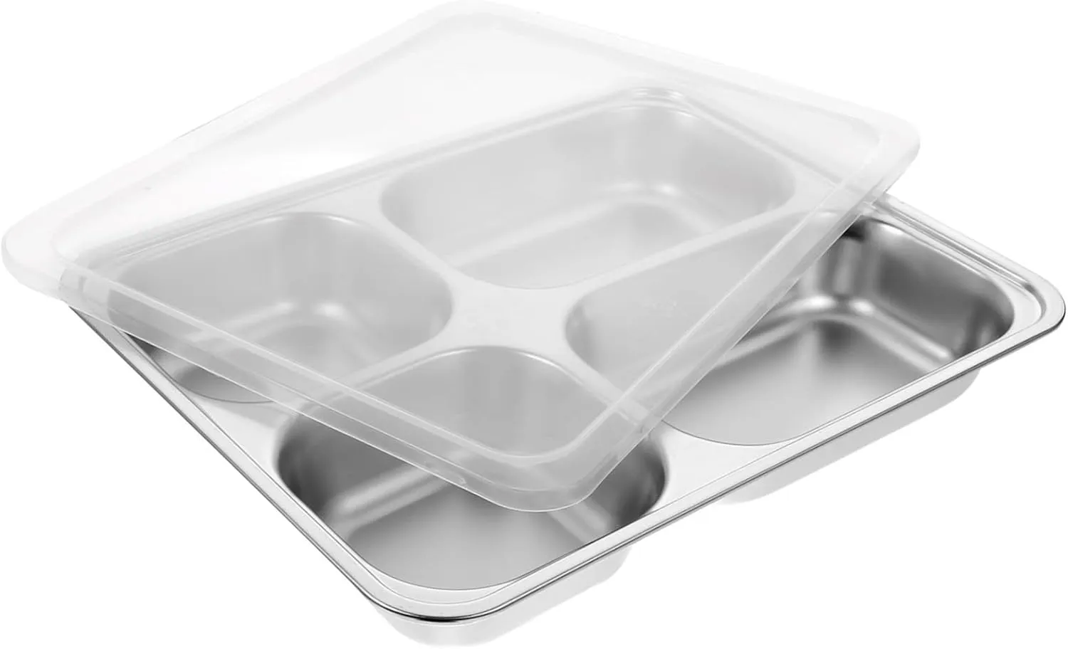1pc Compartmented Dinner Plate Stainless Steel Large Serving Tray for Charcuterie School Lunch Tray