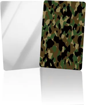 2 Pack Small Unbreakable Shatterproof Stainless Steel Mirror,Military Army Camouflage Pattern Uniform Style Print Design Portable Handheld Vanity Travel Mirror,2 x 3.3 Inches