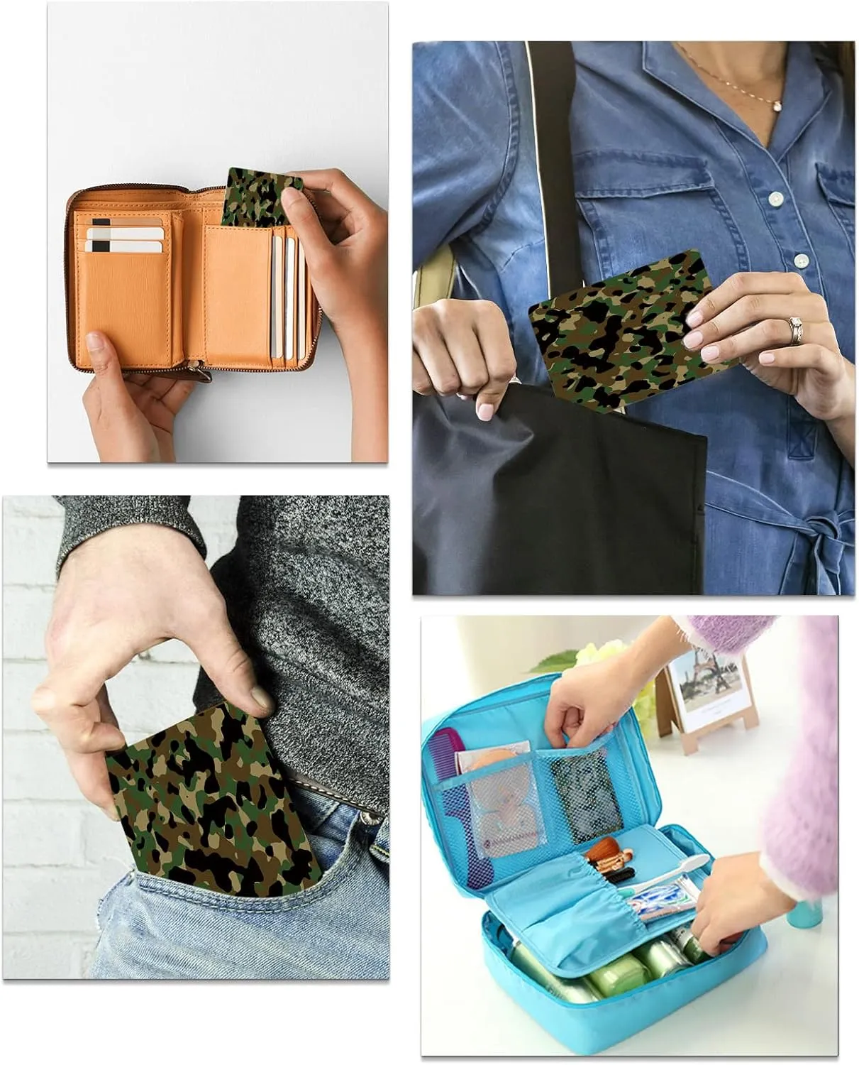 2 Pack Small Unbreakable Shatterproof Stainless Steel Mirror,Military Army Camouflage Pattern Uniform Style Print Design Portable Handheld Vanity Travel Mirror,2 x 3.3 Inches