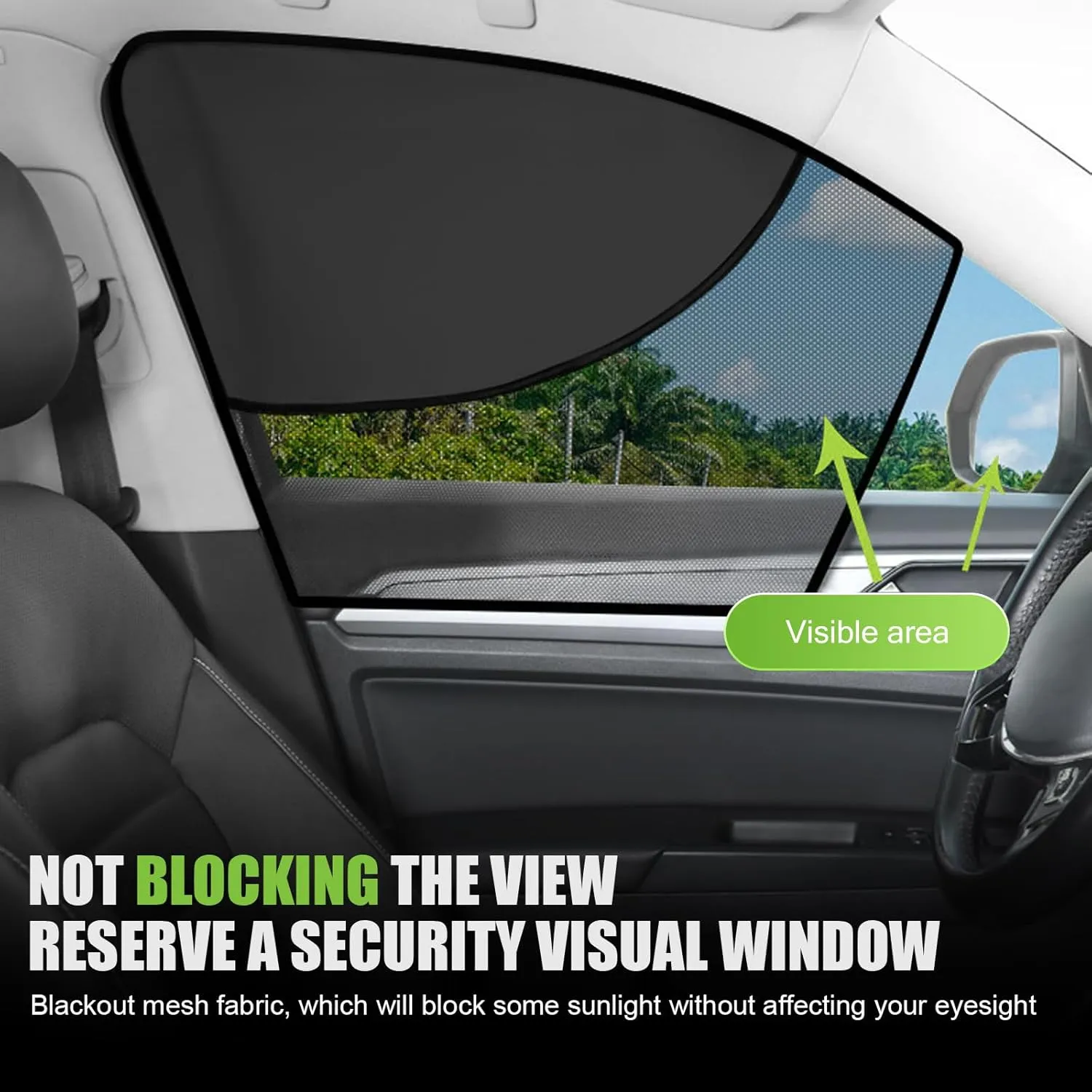 2 PCS Front Side Window Sunshade, Sunscreen Heat Insulation Mesh Breathable Privacy Protection Sunshade, Essential Summer Accessories, Suitable for Most Cars, Trucks, SUVs (Black)
