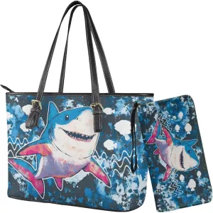 2 PCS Women Handbags Purses Wallet Tote Shoulder Bags Casualfor Ladies, Leather Tote Satchel Purse Set