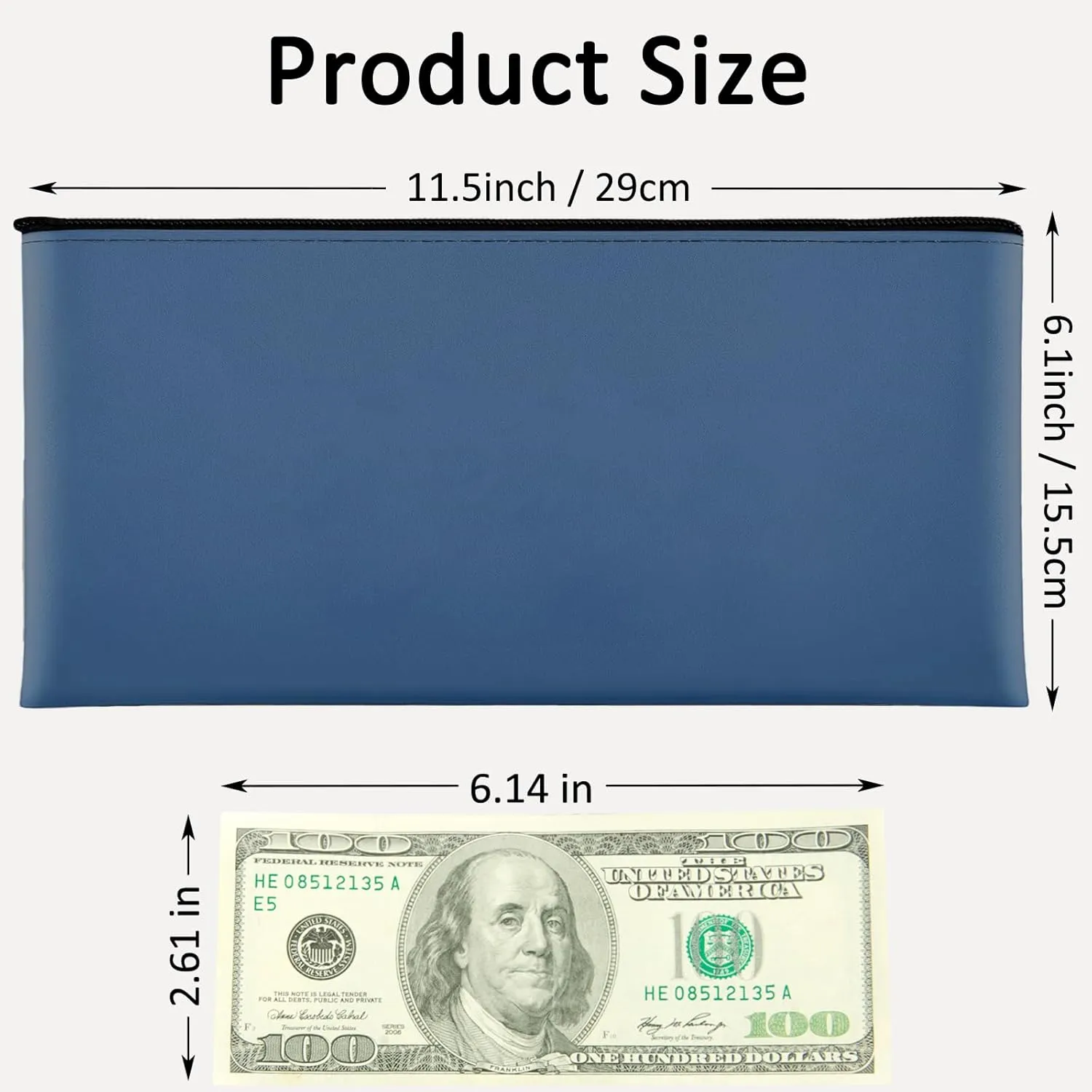 20 Pack Money Bag 11.5 x 6.1 Inch Bank Deposit Bags with Zipper Coin Money Pouch Holder for Cash Coins Cosmetics Invoice Bills Tools, Blue