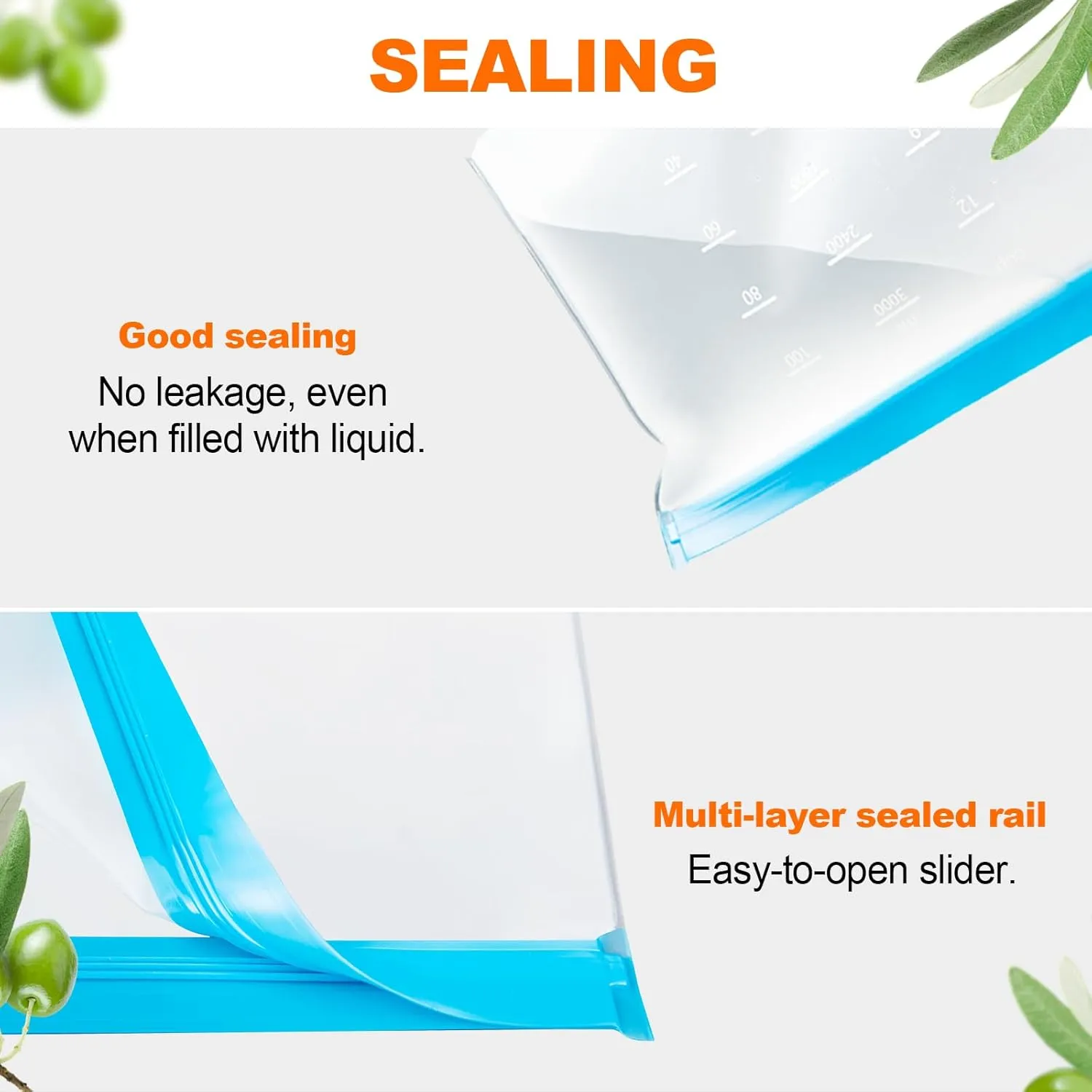20 pack Reusable freezer bags,extra thick, suitable for travel and home use, reusable bags extra thick leakproof silicone suitable for a variety of food