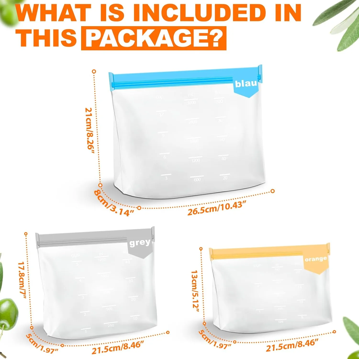 20 pack Reusable freezer bags,extra thick, suitable for travel and home use, reusable bags extra thick leakproof silicone suitable for a variety of food