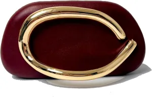 2025 Classic Vegan Leather Clutch Evening Purse Golden Color Handle Chain Party Banquet Round Mini Shoulder Handbag