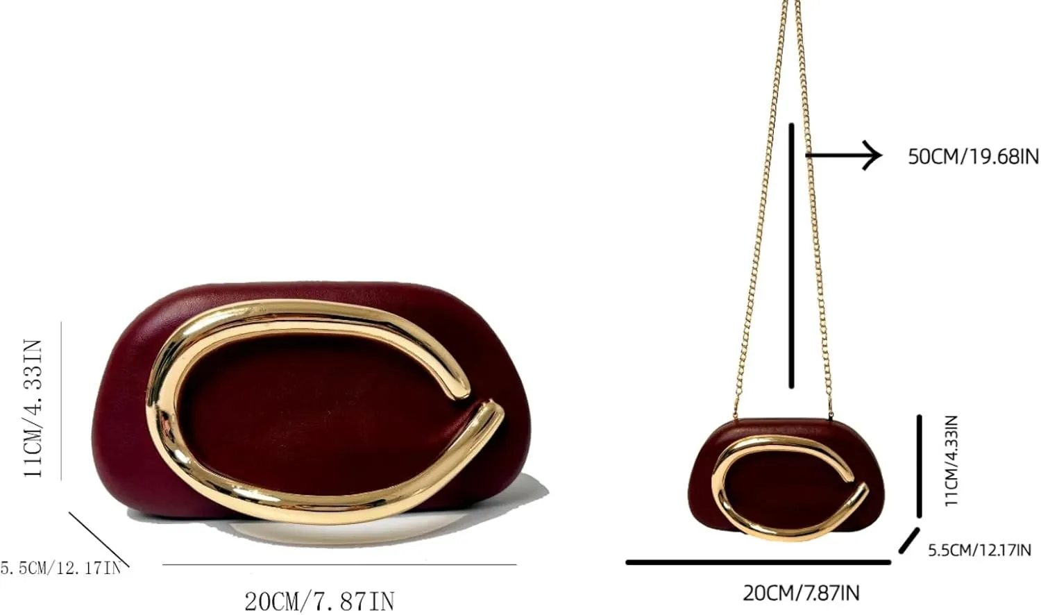 2025 Classic Vegan Leather Clutch Evening Purse Golden Color Handle Chain Party Banquet Round Mini Shoulder Handbag