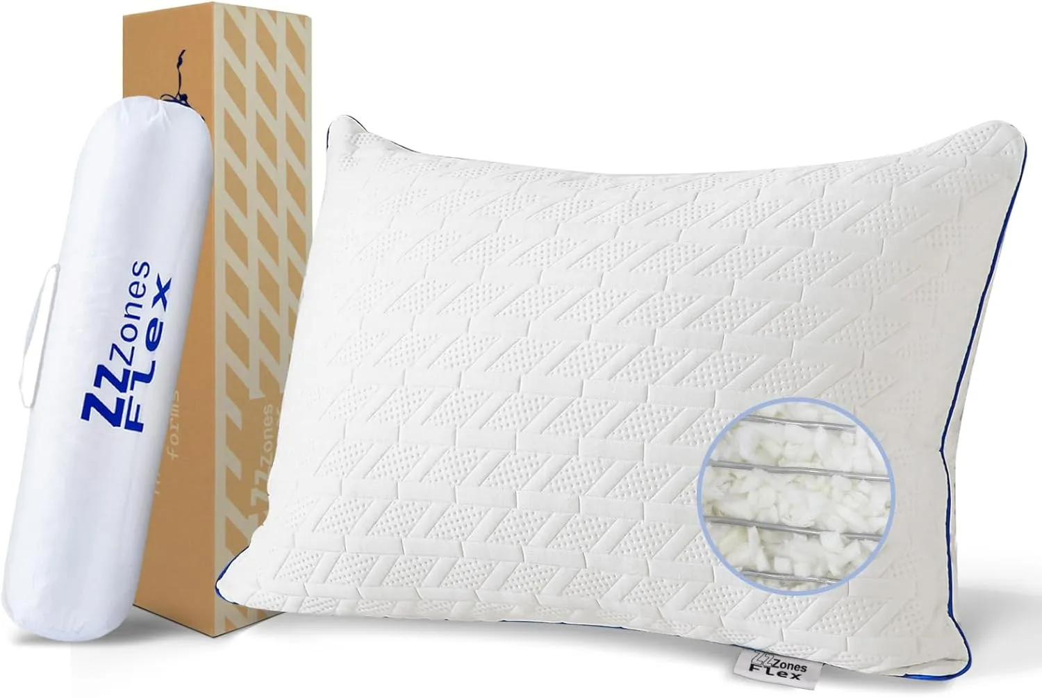 2025 Flex Custom Bed Pillow, Bendable Shapes, Stress Free Multiple Sleep Positions by Memory Flex Frame & Memory Foam, Adjustable Firmness, Back and Side Sleeper, Queen Size with Travel Case