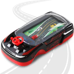2025 Upgrade Handheld Racing Car Game, Simulation Steering Racing Adventure Game with Steering Wheel, Portable Interactive Educational Racing Car Toy with Music for Boys Girls (Black)