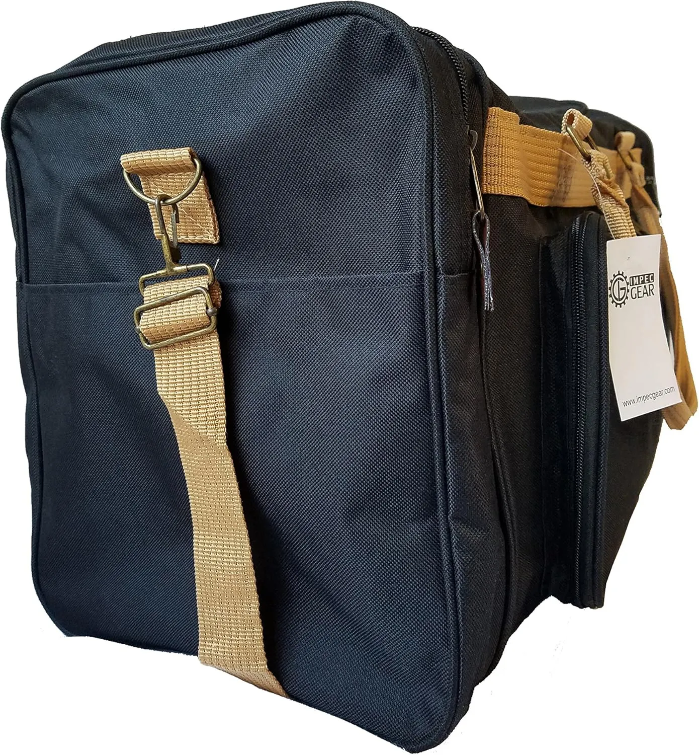 22" LARGE Deluxe Sport Gym Tote Bag and Travel Duffel Bag Carry Black/Khaki