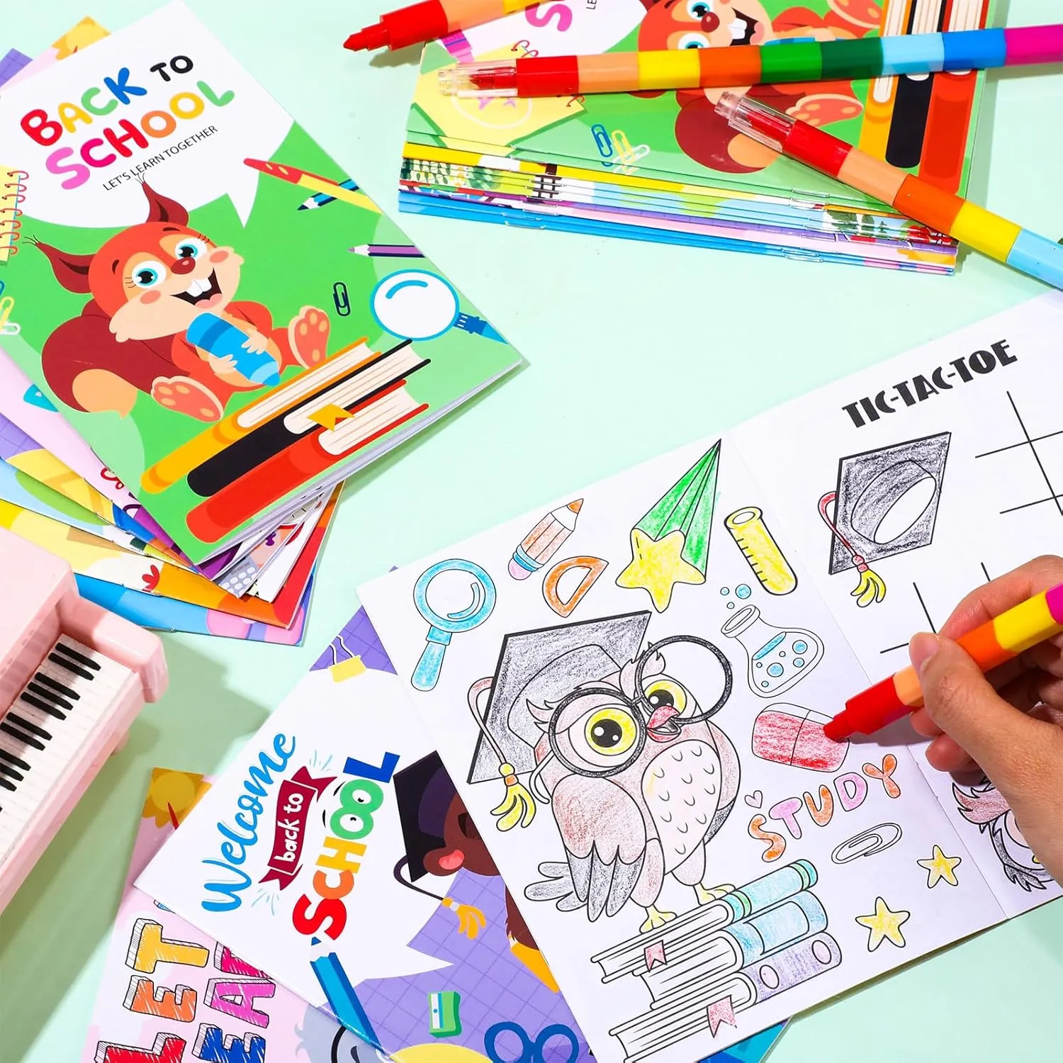 24 Coloring Book with 24 Stacking Crayons for Kid Mini Drawing Book Bulk Party Favor for Party Supplies Goodie Bag Stuffer Carnival Prize Classroom Gift