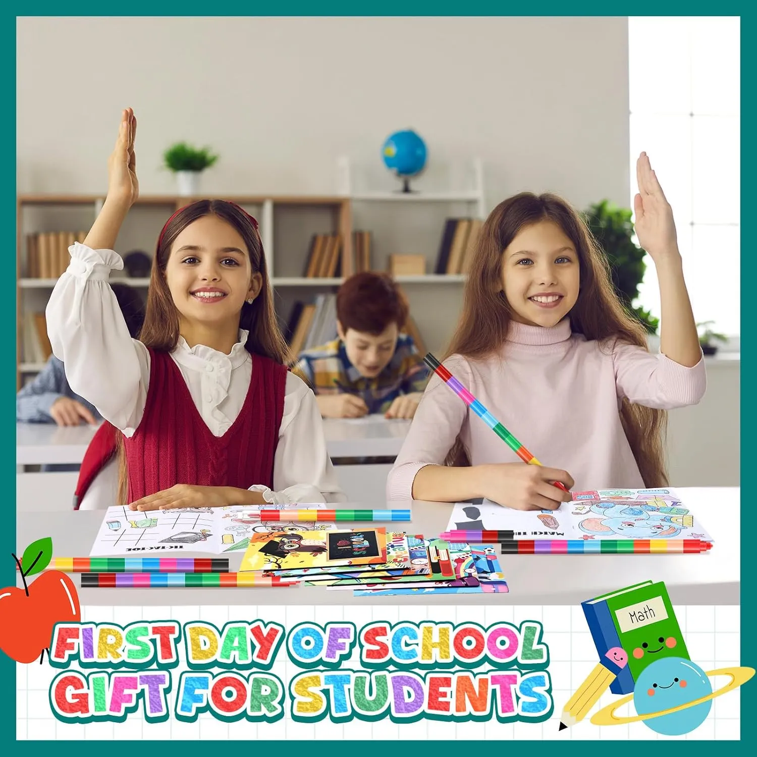 24 Coloring Book with 24 Stacking Crayons for Kid Mini Drawing Book Bulk Party Favor for Party Supplies Goodie Bag Stuffer Carnival Prize Classroom Gift