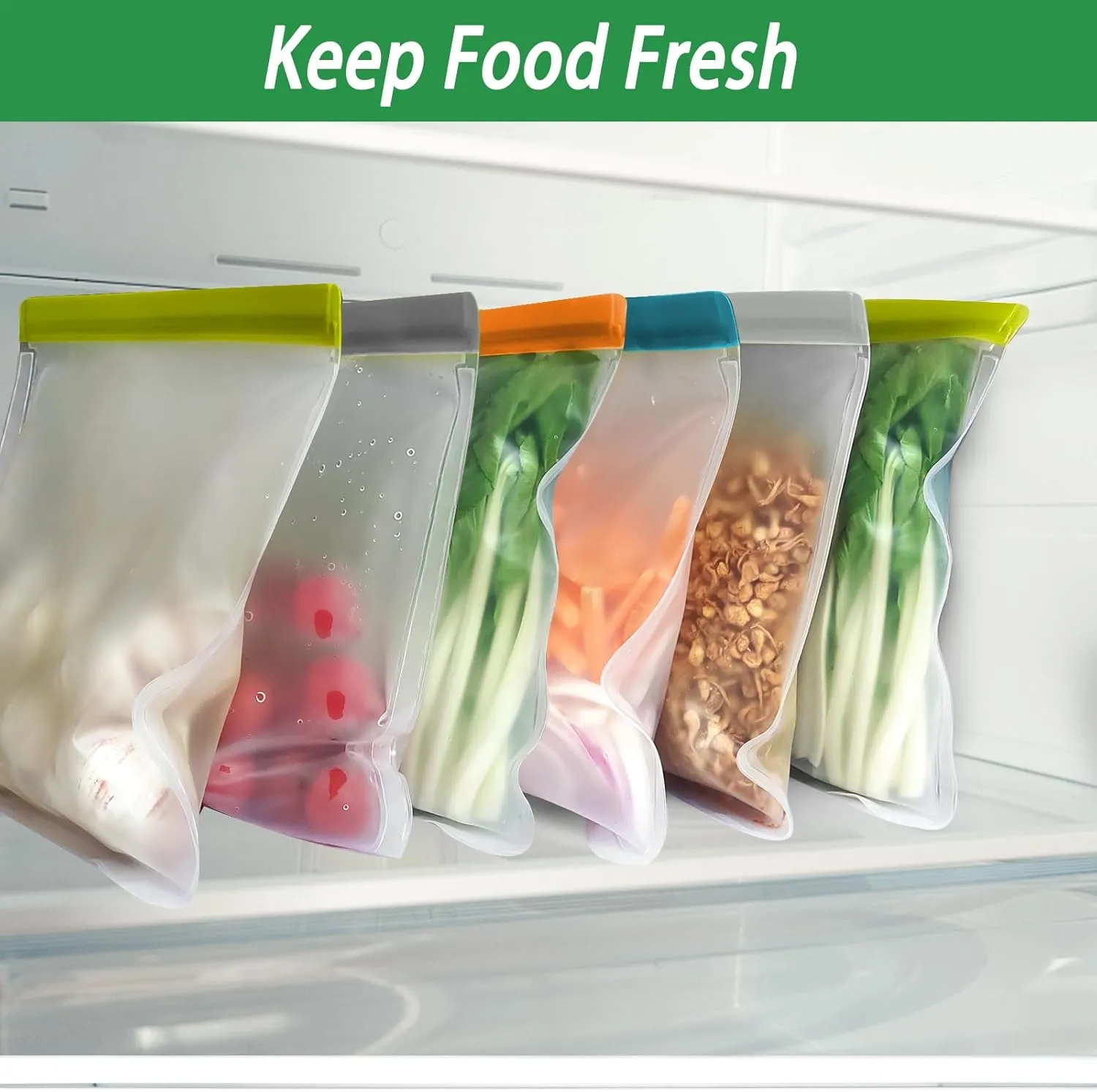 24 Pack Reusable Freezer Bags, BPA Free Food Storage Bags – Leakproof, Extra Thick for Travel & Household (8 Gallon   8 Snack   8 Sandwich Bags)