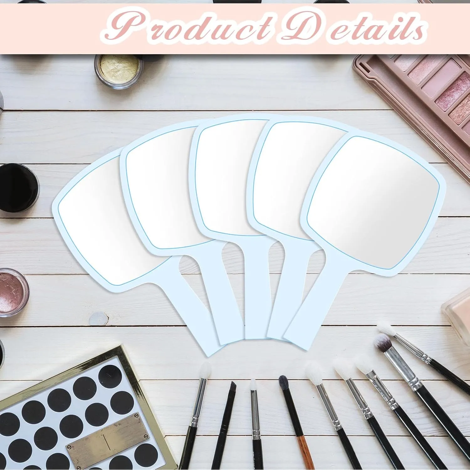 25 Pcs Hand Mirrors Handheld Mirrors with Handle Bulk Travel Cosmetic Makeup Tools Portable Vanity Glass for Bathroom Home Barber Salon Travel Camping Gifts for Girls Women (Blue)