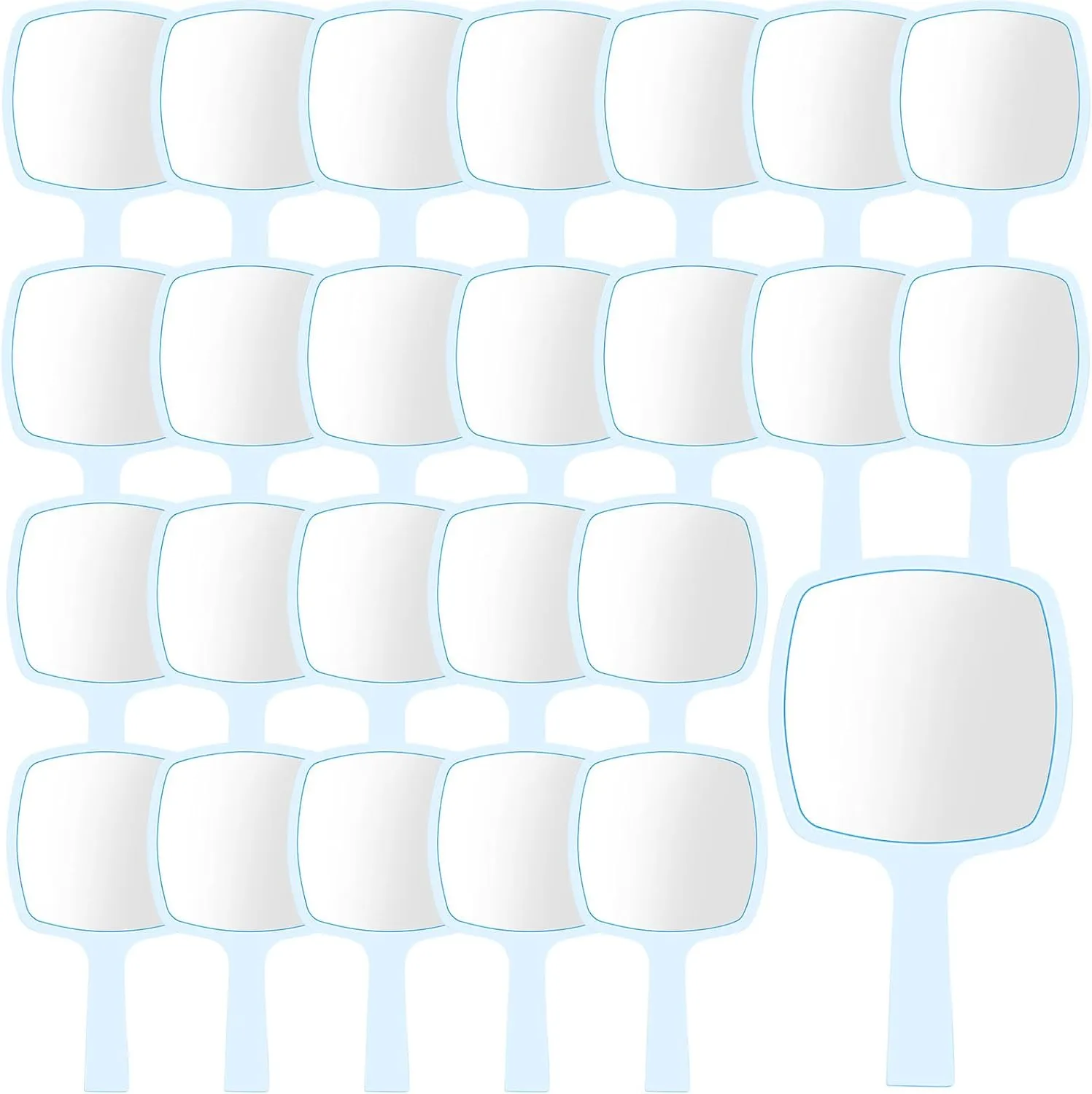 25 Pcs Hand Mirrors Handheld Mirrors with Handle Bulk Travel Cosmetic Makeup Tools Portable Vanity Glass for Bathroom Home Barber Salon Travel Camping Gifts for Girls Women (Blue)