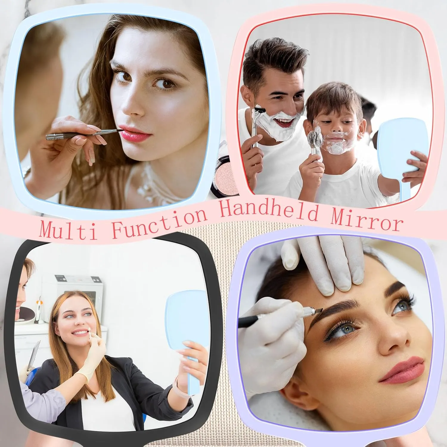25 Pcs Hand Mirrors Handheld Mirrors with Handle Bulk Travel Cosmetic Makeup Tools Portable Vanity Glass for Bathroom Home Barber Salon Travel Camping Gifts for Girls Women (Blue)