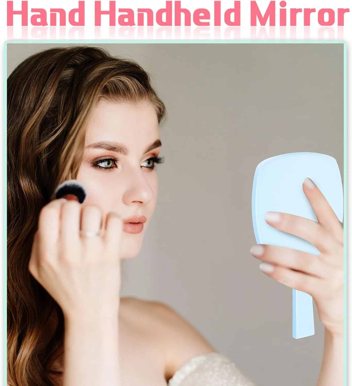 25 Pcs Hand Mirrors Handheld Mirrors with Handle Bulk Travel Cosmetic Makeup Tools Portable Vanity Glass for Bathroom Home Barber Salon Travel Camping Gifts for Girls Women (Blue)