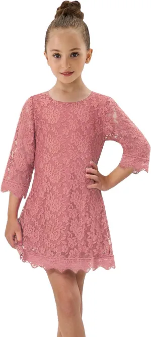 2Bunnies Girl Vintage Lace Scalloped Trim Boho Rustic Country Baptism Flower Girl Dress