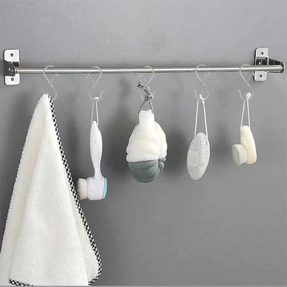 32 Pack S Hooks for Hanging, 3.5 inch Heavy Duty Metal S Hooks with Safety Buckle S Shaped Hooks Pot Rack Closet Hooks for Hanging Plants, Clothes, Kitchen Utensil, Pots, Pans, Bags (Silver)