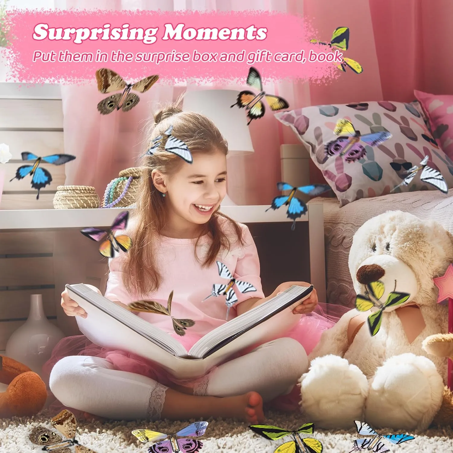 36-Pack DIY Butterfly Craft Kit for Kids - Includes 23 Paper Butterflies and 13 Color Pens, Make Your Own Rubber Band Wind Up Butterfly Toy, Perfect for Party Games, School Activities, Surprise Cards