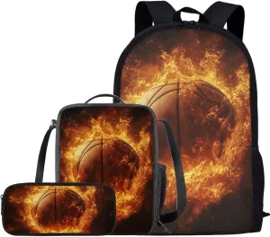 3D Animal Sport Printing Kids School Set Book Bag with Lunch Bag Pench Case 3 PCS