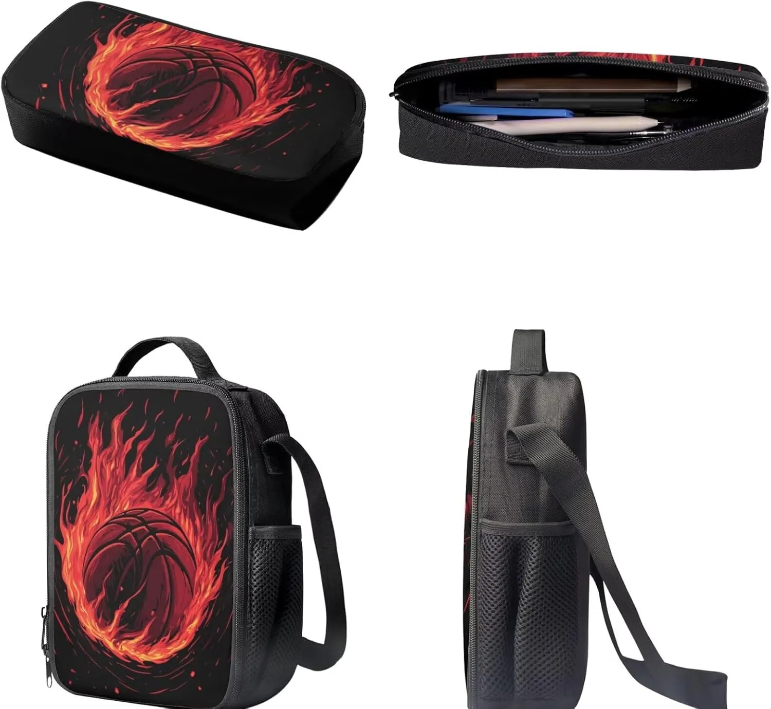 3D Animal Sport Printing Kids School Set Book Bag with Lunch Bag Pench Case 3 PCS