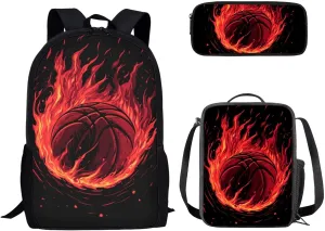 3D Animal Sport Printing Kids School Set Book Bag with Lunch Bag Pench Case 3 PCS