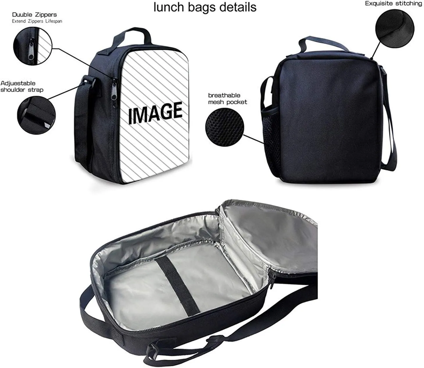 3D Animal Sport Printing Kids School Set Book Bag with Lunch Bag Pench Case 3 PCS