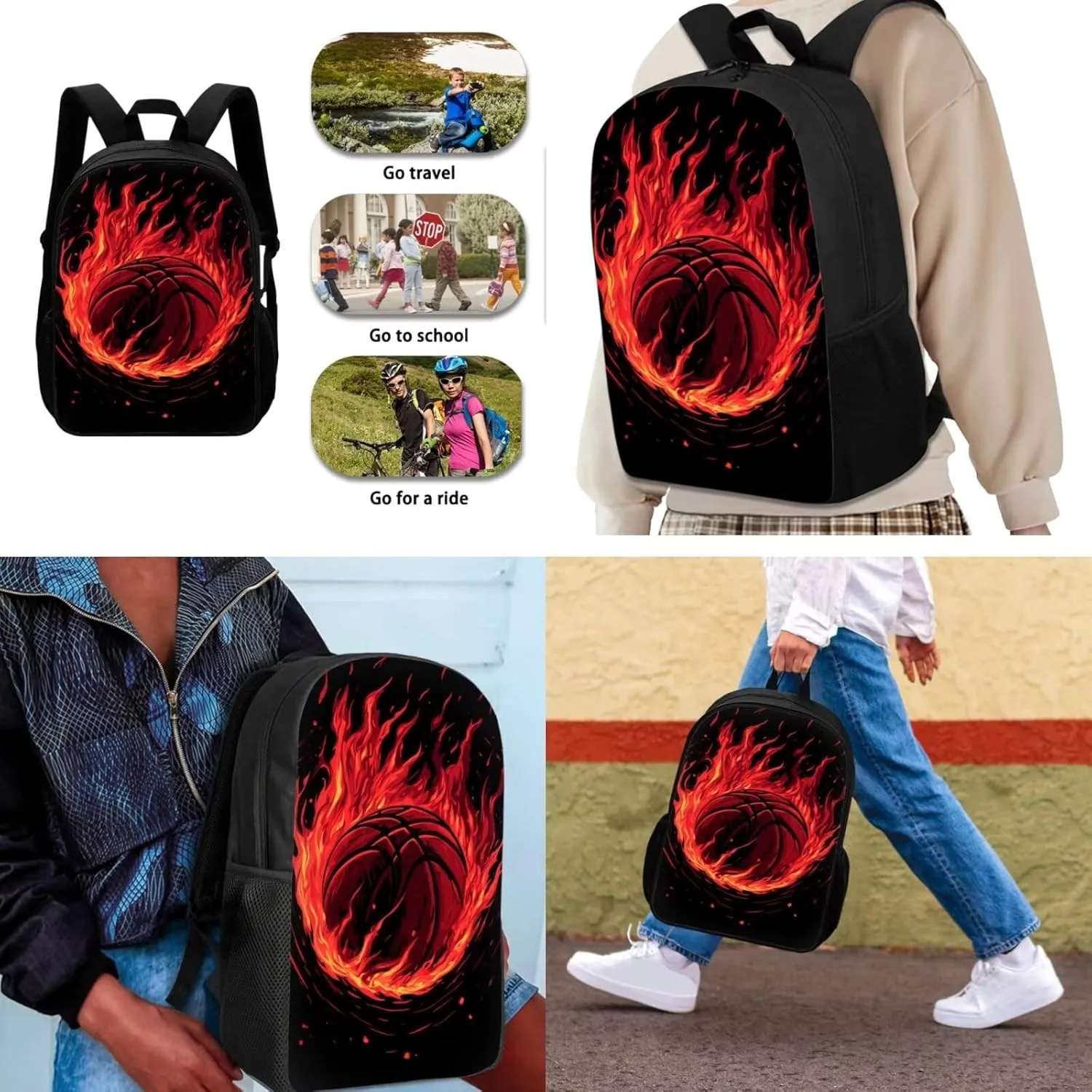 3D Animal Sport Printing Kids School Set Book Bag with Lunch Bag Pench Case 3 PCS