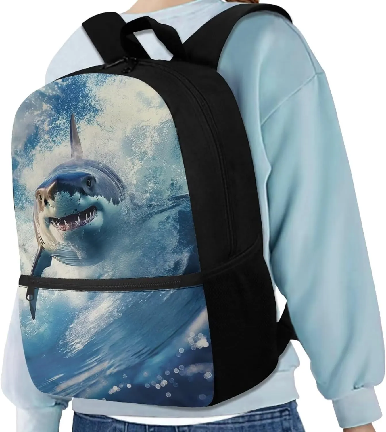 3D Shark Boys Backpacks Ages 8-10 Elementary Kindergarten Preschool School Bag Childen Teen Bookbag 17 inch Schoolbag for Kids Casual Travel Daypack