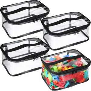 4 Pack Clear Toy Storage Bags Waterproof PVC Toys Organizing Bags with Zipper Toy Storage Organizer Pouch for Building Blocks