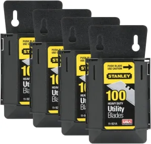 4 Pack of Stanley 11-921A 1992 Heavy Duty Utility Blades w/Dispenser 100 blades per Package