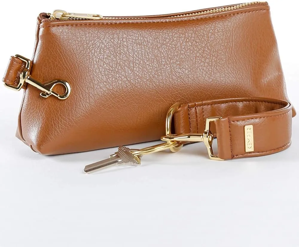 4-Piece Wristlet Set - Key Ring Bracelet & 3 Women’s Bags Womens Faux Leather Purses & Handbags Classic Clutch Purse