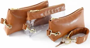 4-Piece Wristlet Set - Key Ring Bracelet & 3 Women’s Bags Womens Faux Leather Purses & Handbags Classic Clutch Purse