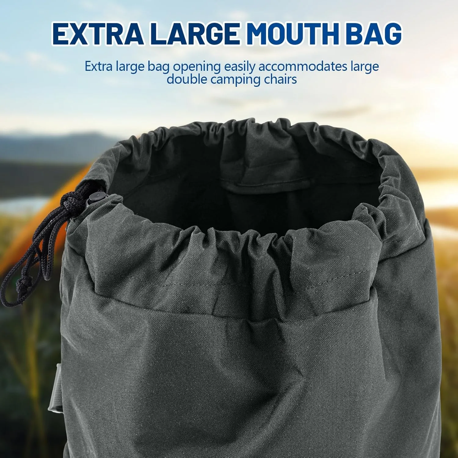 48"x14" Double Camping Chair Replacement Bag Heavy Duty Large Storage Bag Outdoor Folding Carrying with Shoulder Strap Heavy Duty for Travel (Chair is Not Included)(Grey)