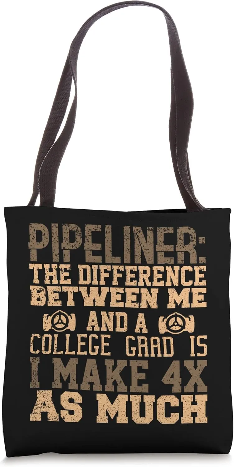 4x Pipeliner College Money Welds Pipeline Trade School Funny Tote Bag